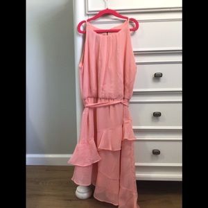 Sleeveless High-Low Pink Dress in a size 12 for girls